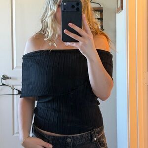 Designer Gloria Coelho off the shoulder top
